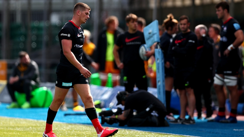 Owen Farrell leaves the field of play after being sent off