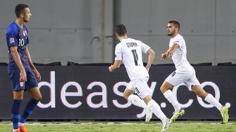 Ilay Elmkies (R) celebrates his equaliser