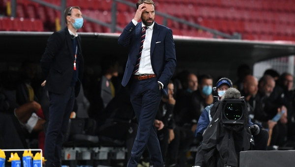 Gareth Southgate on the sidelines against Denmark