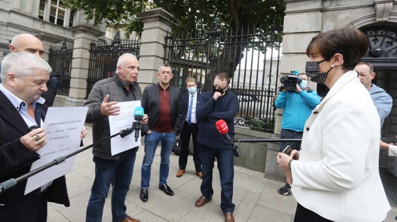 Minister for Education Norma Foley speaks to some of the men (Pic: RollingNews.ie)