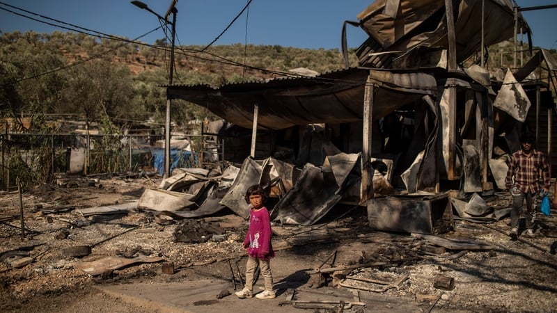 The cause of the blaze was not immediately clear, with fires burning both inside and outside the camp