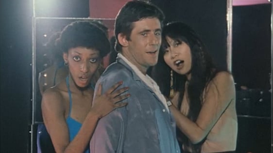 Pandora Moore, Gabriel Byrne and May Pang, 1980.