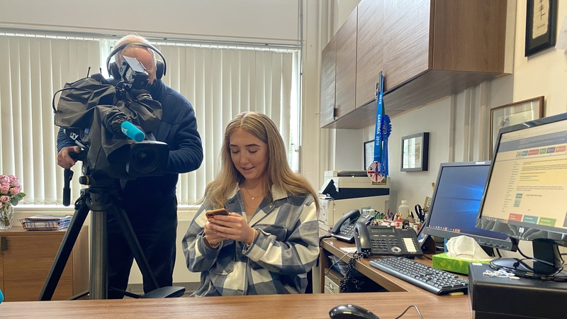 Ceanna Murphy is overjoyed as she sees the CAO text confirming she has enough points for her first choice at NUIG