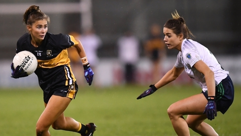 Ellie Jack (L) in action for Mourneabbey