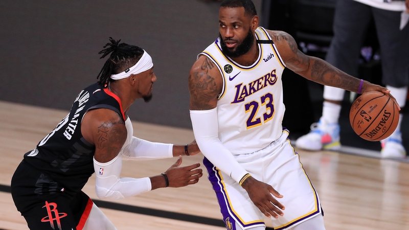 LeBron James drives at Houston's Robert Covington