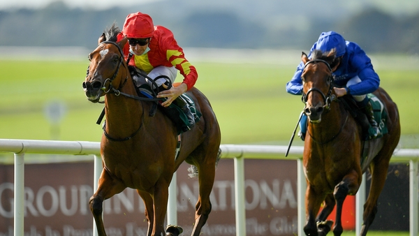 Thunder Moon overcame a troubled passage to maintain his unbeaten record in the National Stakes at the Curragh last month
