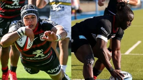 Cheslin Kolbe (l) and Rotimi Segun in action for Toulouse and Saracens respectively at the weekend