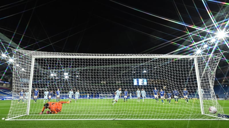Jorginho opens the scoring at the Amex from the penalty spot