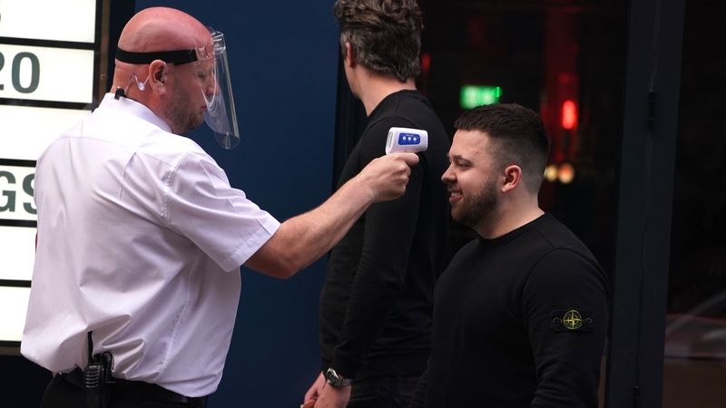 Temperature checks being taken in the Bigg Market area of Newcastle during the summer