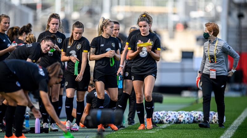 The Republic of Ireland players cool down during training at Stadion Essen