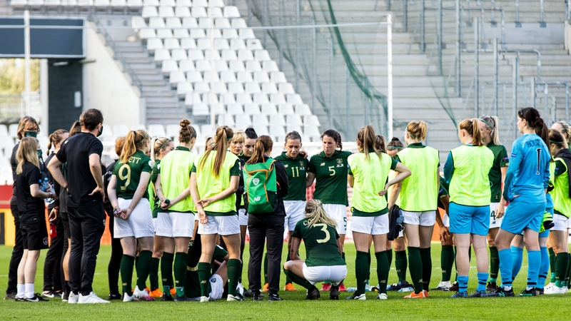 The Republic of Ireland players huddle together at the final whistle