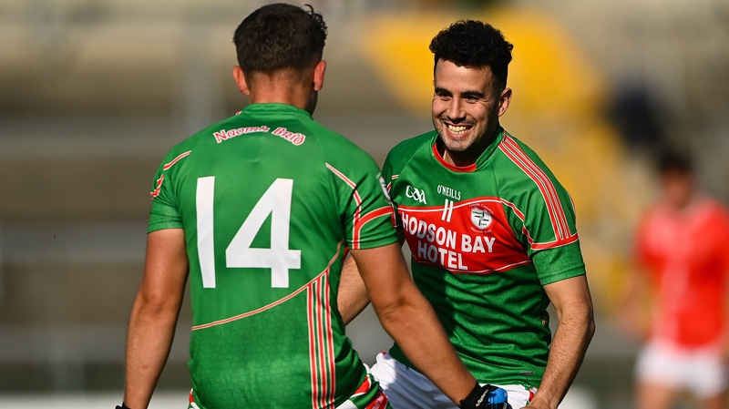 St Brigid's Eoin Sheehy (r) celebrates with team-mate Brian Derwin