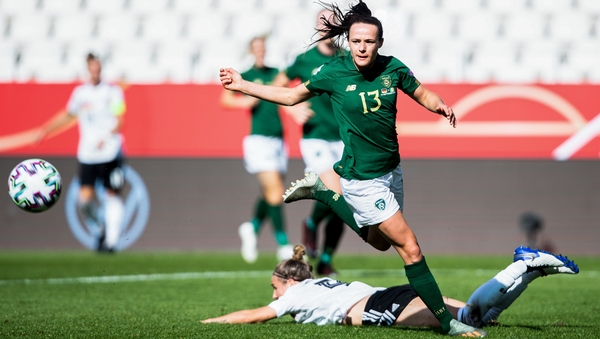 The Peamount United player in action in Essen