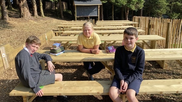 Pupils at St Patrick's National School in Co Wicklow enjoying their new outdoor classroom