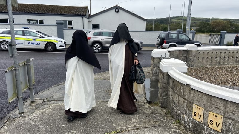 Mother Irene Gibson, a Carmelite nun of the Holy Face of Jesus (L) and her colleague, Sr Anne Marie of the Sacred Heart, leaving the District Court in Skibbereen