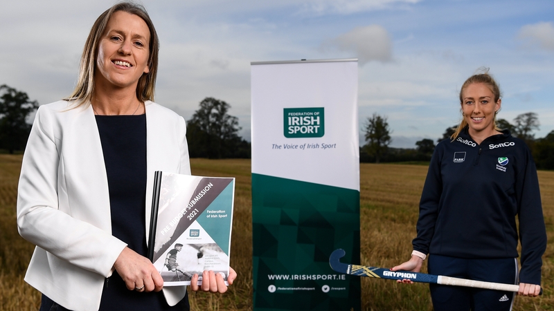 CEO of the Federation of Irish Sport, Mary O'Connor, left, and Irish international hockey player Sarah Hawkshaw at the release of the Federation of Irish Sport's pre-Budget submission