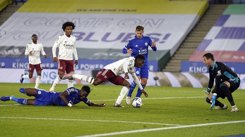 Eddie Nketiah (c) scores Arsenal's second