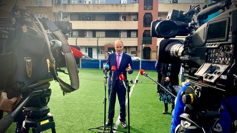 Micheál Martin visited the Oliver Bond street flats in Dublin today