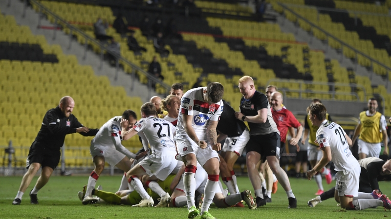Dundalk players were jubilant after the shootout