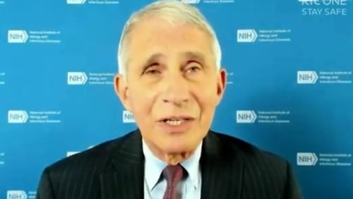 Dr Anthony Fauci speaking on the Late Late Show by video link last night