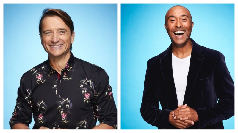 Former Olympic skier Graham Bell and athlete Colin Jackson have their skates at the ready