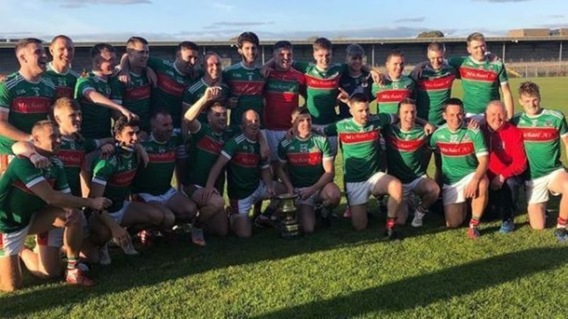 Kilmurry-Ibrickane celebrate with the trophy. Pic: @kilmurryibrickanegaaclub