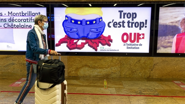 A Swiss People's Party poster saying 'enough is enough' ahead of today's vote