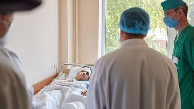 Ukrainian President Volodymyr Zelensky posted this photo of survivor Vyacheslav Zolochevsky on Facebook