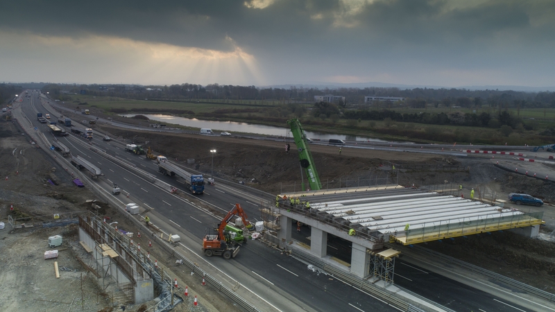Construction work on the new M7 bridge at Osberstown Interchange, Naas, Co Kildare