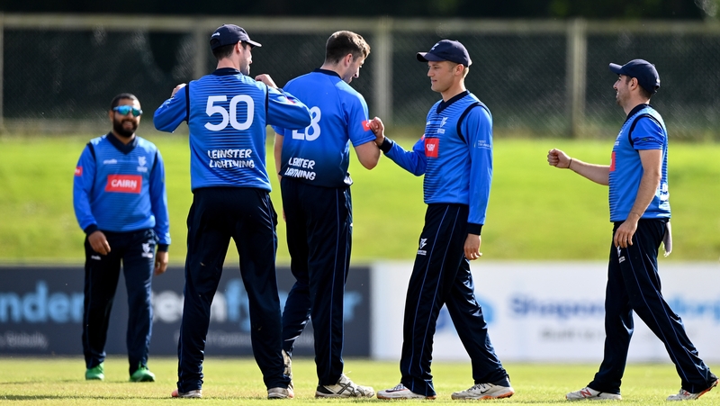 Leinster Lightning players including Peter Chase, centre left, and Jack Tector , centre,
