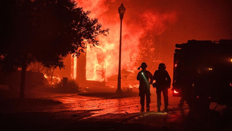 A home bursts into flames from the Shady Fire as it approaches Santa Rosa, California