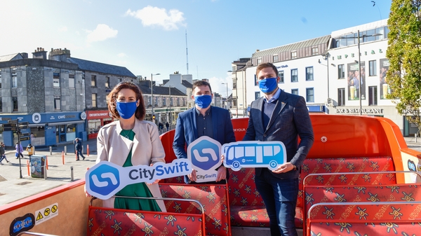 Minister Hildegarde Naughton, Alan Farrelly and Brian O'Rourke of CitySwift