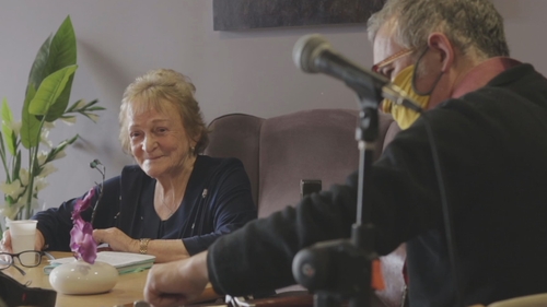 Bridie Higgins, one of the participants, with songwriter Leo Moran