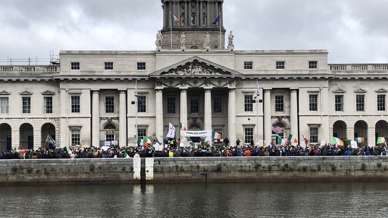 Around 400 to 500 people attended the protest at Custom House Quay