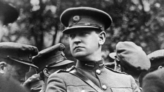 August 1922: Irish soldier and nationalist politician Michael Collins (1890 - 1922), in the uniform…
