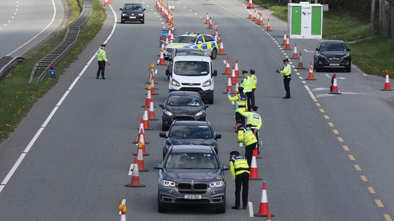 A Garda check point in Dublin as Level 3 restrictions were introduced (Pic: RollingNews.ie)