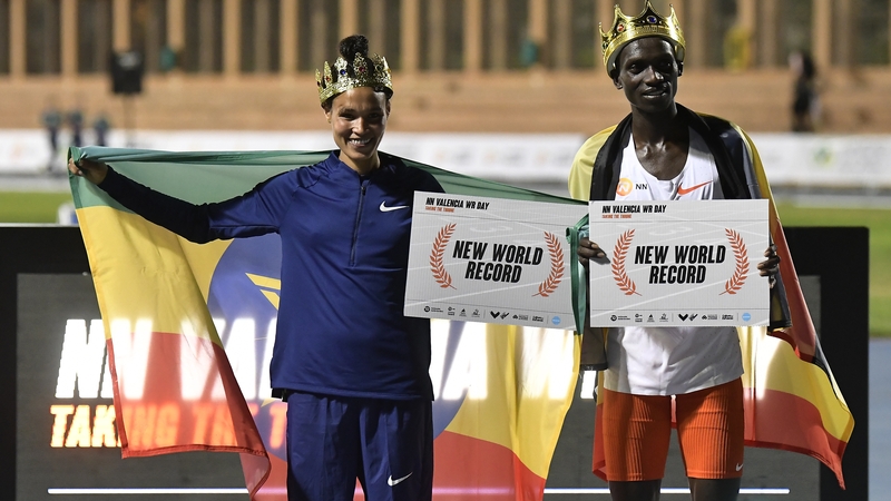 Letesenbet Gidey and Joshua Cheptegei were crowned world record holders in Valencia last night