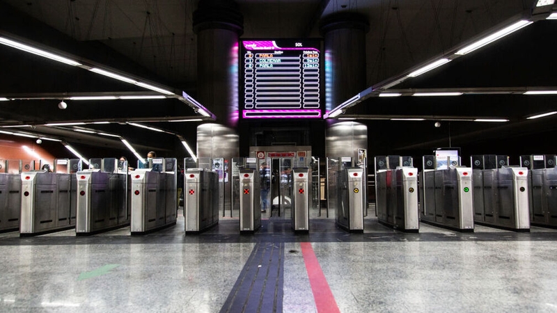 A near empty Sol train station in Madrid