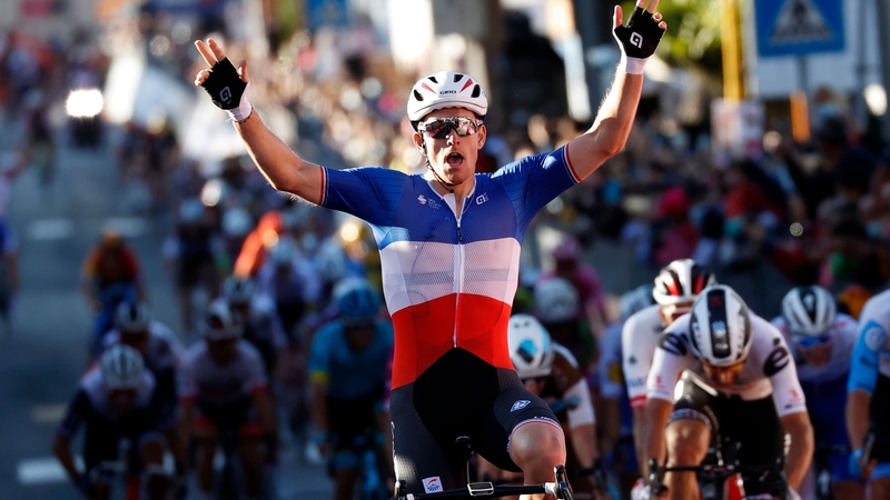 Arnaud Demare celebrates his second stage win