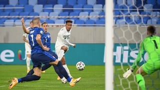 Callum Robinson with an effort on the Slovakian goal