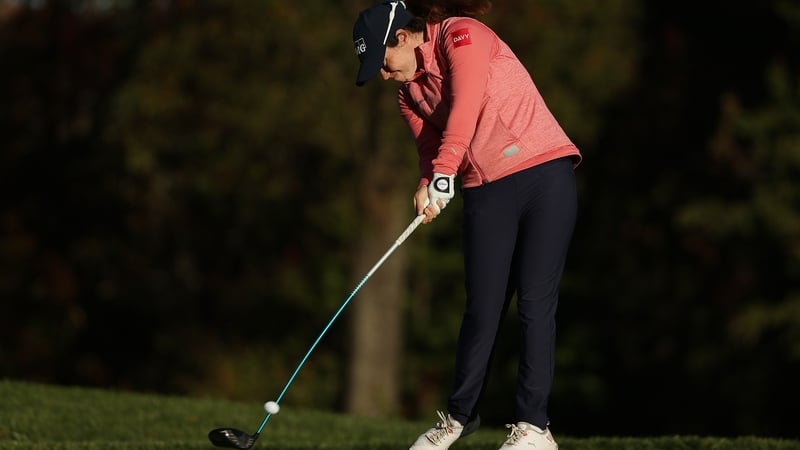Leona Maguire plays her shot from the third tee