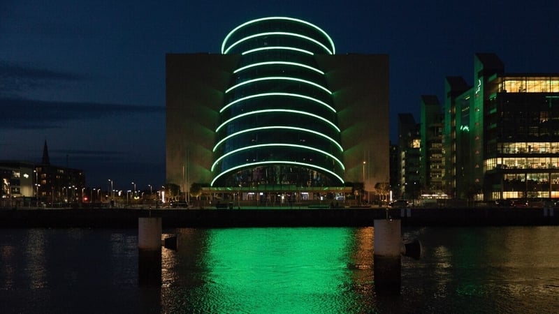 The Convention Centre Dublin was one of the venues flooded with green light