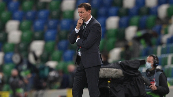 A pensive Ian Baraclough watches on from the sidelines in Sarajevo