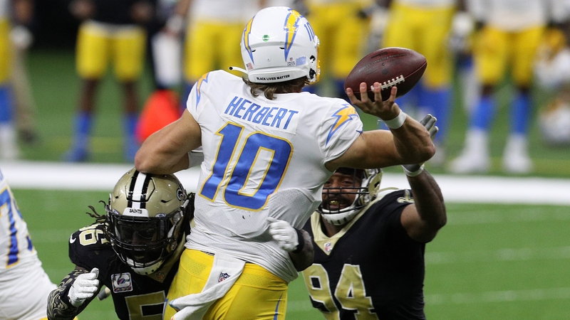 Justin Herbert threw four touchdown passes against the Saints