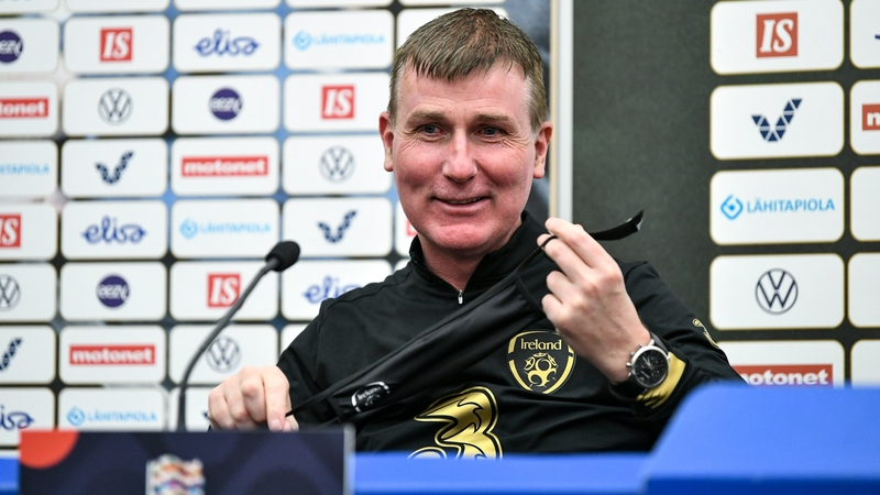 Stephen Kenny facing the local media in Finland