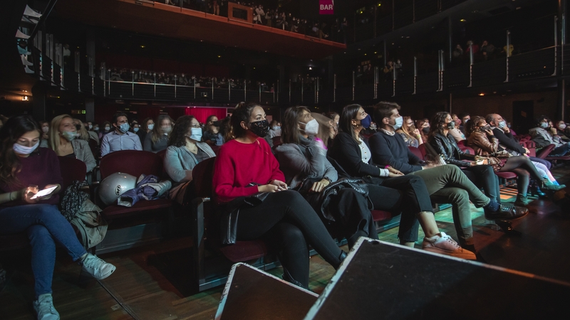 Concertgoers wear face coverings while attending music festival in Barcelona, Spain