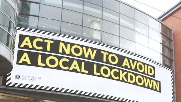 A sign on Market Street in Manchester, one of the areas facing stricter restrictions