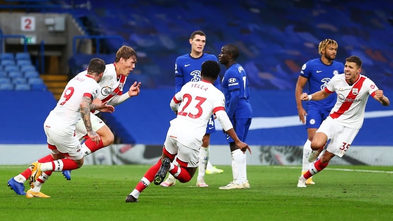 Jannik Vestergaard(L) of Southampton wheels away to celebrate after scoring to make it 3-3