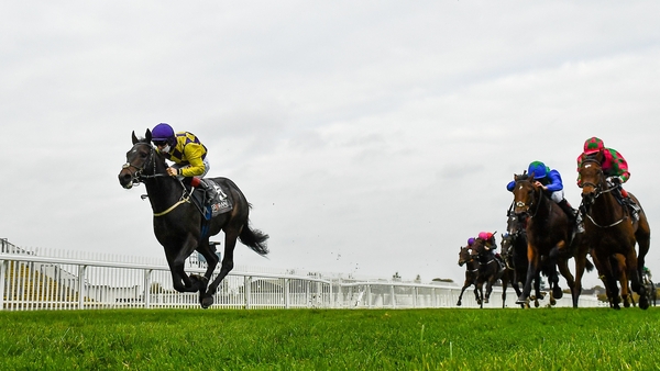 Ecliptical, left, with Colin Keane up, on their way to winning the Foran Equine Irish EBF Auction Race