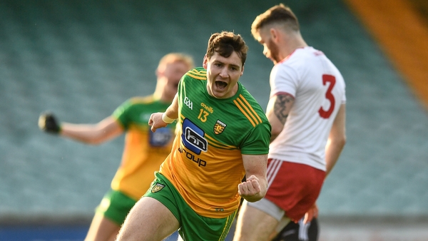 Jamie Brennan celebrates after scoring Donegal's second goal